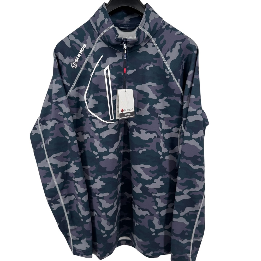 Sunice Allendale Pullover Mens XL Midnight Camo Quarter Zip Golf Layering S77000